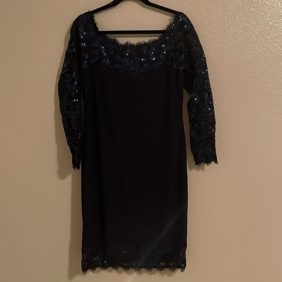 MARINA Dresses & Skirts - Marina sequence lace, Dark blue mid length woman’s dress